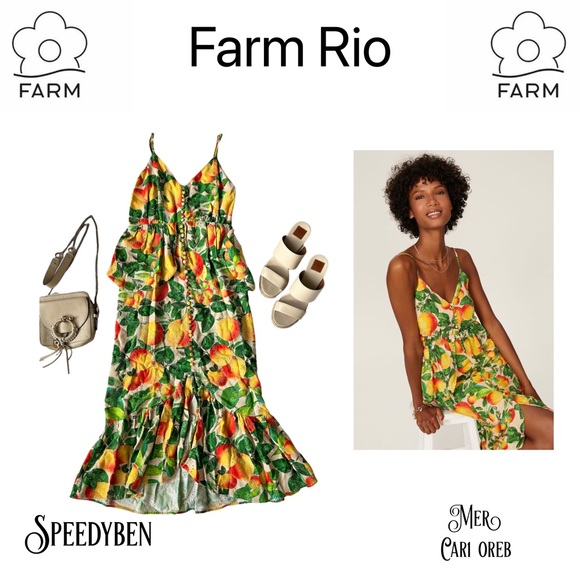 FARM RIO Sands Linen Midi Dress Size Small - Picture 2 of 16